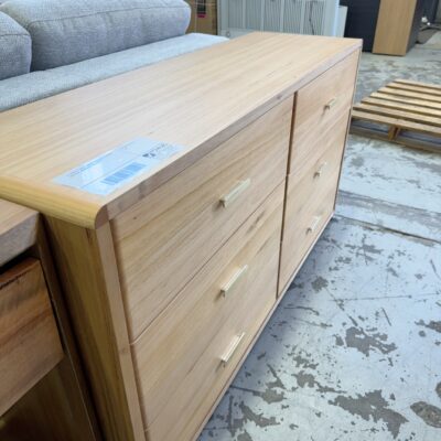 EX DISPLAY MILA 1500MM MESSMATE CURVED DRESSER, RRP$2599 SOLD AS IS