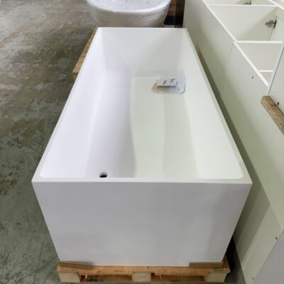 CASCADE SOLID SURFACE RECTANGLE FREESTANDING BATH, 1700MM X 720MM X 510MM HIGH, RRP$3000