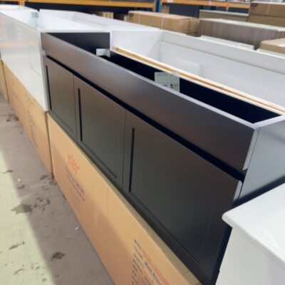 1500MM MATTE BLACK WALL HUNG VANITY CABINET ONLY, HAMPTON SQUARE DOORS, NO TOP, WH96-1500WBM