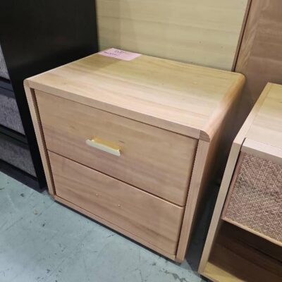 EX DISPLAY MILA MESSMATE TIMBER BEDSIDE TABLE, SOLD AS IS