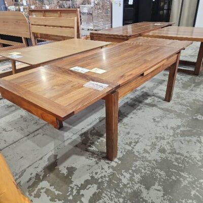 EX DISPLAY KALLISTA BLACKWOOD TIMBER EXTENSION DINING TABLE, 1550MM TO 2550MM, SOLD AS IS EX DISPLAY KALLISTA BLACKWOOD TIMBER EXTENSION DINING TABLE, 1550MM TO 2550MM, SOLD AS IS