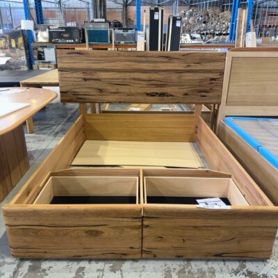 SAMPLE FURNITURE - COOGEE QUEEN MARRI BEDFRAME, WITH DRAWERS IN BASE, TECH BED VERSION 2, SOLD AS IS