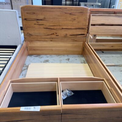 SAMPLE FURNITURE - COOGEE QUEEN MARRI BEDFRAME, WITH DRAWERS IN BASE, TECH BED VERSION 4, SOLD AS IS