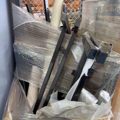 PALLET OF USED RACKING AND PEG BOARD, SOLD AS IS NO WARRANTY PALLET OF USED RACKING AND PEG BOARD, SOLD AS IS NO WARRANTY