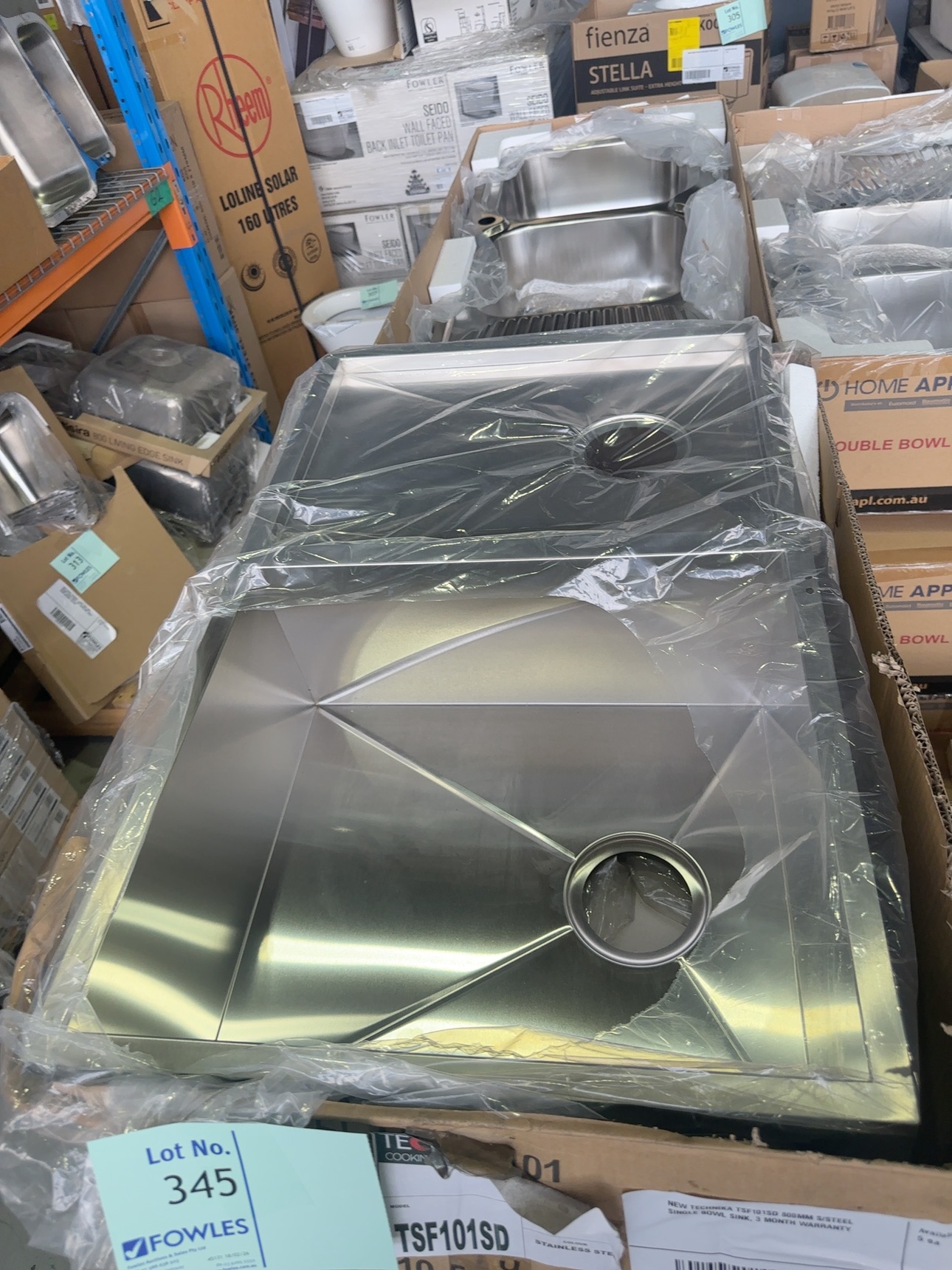 NEW TECHNIKA TSF101SD 800MM S/STEEL SINGLE BOWL SINK, 3 MONTH WARRANTY NEW TECHNIKA TSF101SD 800MM S/STEEL SINGLE BOWL SINK, 3 MONTH WARRANTY