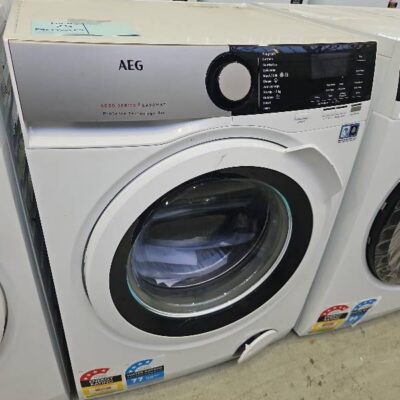 AEG 8kg 6000 SERIES FRONT LOAD WASHING MACHINE WITH PROSENSE TECHNOLOGY, 1400 SPIN SPEED, 10 WASH PROGRAMS, STEAM REFRESH OPTION, WOOLMARK BLUE CERTIFICATION, ULTRA QUICK PROGRAM, AQUA CONTROL SYSTEM, MODEL LF6ES8431A 
**3 YEAR MANUFACTURER WARRANTY**