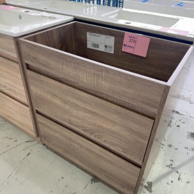NEW ANTICO OAK LAMINATE 750MM FLOOR VANITY WITH DRAWERS, BASE ONLY
