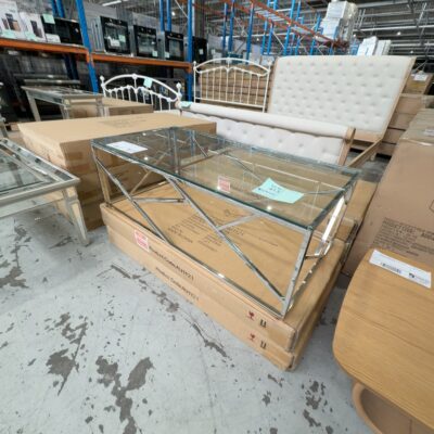 NEW GLASS & CHROME COFFEE TABLE AU1121 NEW GLASS & CHROME COFFEE TABLE AU1121
