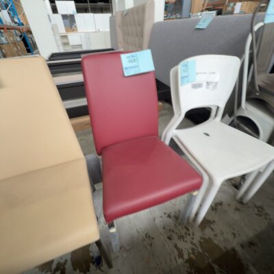 SAMPLE COMMERCIAL FURNITURE - BURGUNDY LEATHER UPHOLSTERED DINING CHAIR SOLD AS IS