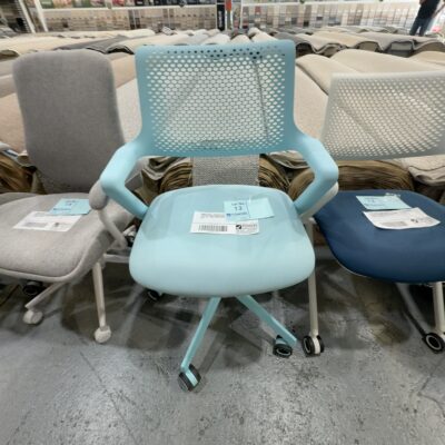 SAMPLE CHAIR - LIGHT BLUE POLYPROLENE DRAFTING STOOLS, MOULDED HIGH DENSITY FOAM SEAT, WEIGHT 120KG CAPACITY, RRP$269 SAMPLE CHAIR - LIGHT BLUE POLYPROLENE DRAFTING STOOLS, MOULDED HIGH DENSITY FOAM SEAT, WEIGHT 120KG CAPACITY, RRP$269