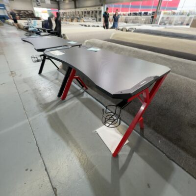 SAMPLE DESK -RED GAMING DESK WITH LED LIGHTS, 1200MM WIDE, WITH HEADSET HOLDER, CUP HOLDER, DESK WEIGHT CAPACITY 40KG RRP$249 SAMPLE DESK -RED GAMING DESK WITH LED LIGHTS, 1200MM WIDE, WITH HEADSET HOLDER, CUP HOLDER, DESK WEIGHT CAPACITY 40KG RRP$249