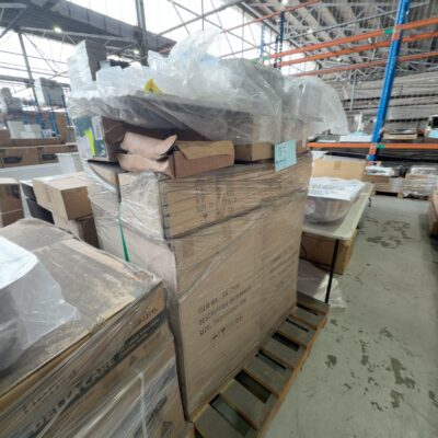 PALLET WITH 2 X 750MM VANITIES, ASSORTED BATHWARE, SOLD AS IS