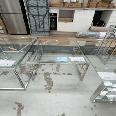 NEW CHROME & GLASS LARGE SQUARE COFFEE TABLE 870MM AU1120 RRP$799