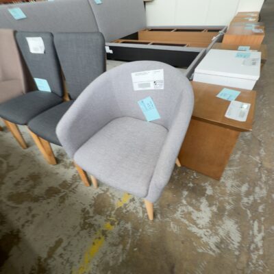 SAMPLE COMMERCIAL FURNITURE - GREY UPHOLSTERED TUB CHAIR SOLD AS IS SAMPLE COMMERCIAL FURNITURE - GREY UPHOLSTERED TUB CHAIR SOLD AS IS