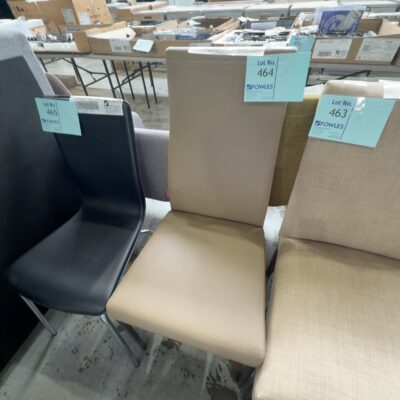 SAMPLE COMMERCIAL FURNITURE - TAUPE LEATHER UPHOLSTERED DINING CHAIR SOLD AS IS