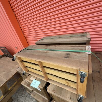 NEW HARDWOOD PLANTER BOX WITH CASTOR WHEELS, STAINED JAPAN BLACK, 1100MM  X 450MM X 450MM