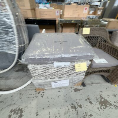 SAMPLE FURNITURE - OUTDOOR RATTAN  OTTOMAN WITH CUSHION RRP$450