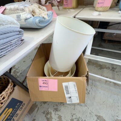 EX STAGING - BOX OF ASSORTED LAMP SHADES, SOLD AS IS