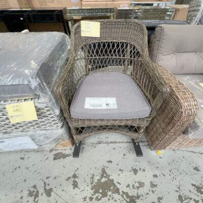 SAMPLE FURNITURE - OUTDOOR WICKER ROCKING CHAIR WITH CUSHION RRP$489