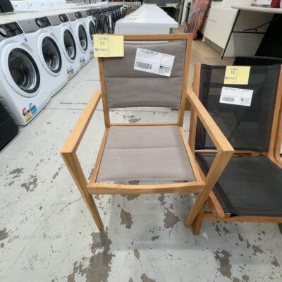 EX DISPLAY - TIMBER FRAMED DINING CHAIR, LIGHT BROWN SEAT, SOLD AS IS EX DISPLAY - TIMBER FRAMED DINING CHAIR, LIGHT BROWN SEAT, SOLD AS IS