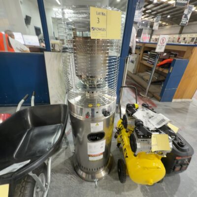 EX DISPLAY - GASMATE OUTDOOR PATIO HEATER S/STEEL, 3 MONTH WARRANTY EX DISPLAY - GASMATE OUTDOOR PATIO HEATER S/STEEL, 3 MONTH WARRANTY