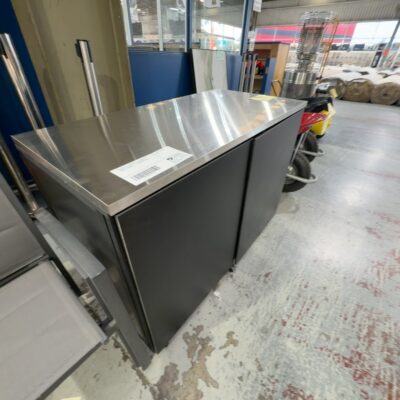 EX DISPLAY - STORAGE CABINET ON WHEELS, S/STEEL TOP, BLACK LAMINATE DOORS, 1200MM X 600MM SOLD AS IS EX DISPLAY - STORAGE CABINET ON WHEELS, S/STEEL TOP, BLACK LAMINATE DOORS, 1200MM X 600MM SOLD AS IS