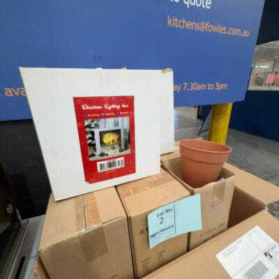 BOX OF PLANT POTS AND 2 X CHRISTMAS DECORATIONS, SOLD AS IS BOX OF PLANT POTS AND 2 X CHRISTMAS DECORATIONS, SOLD AS IS