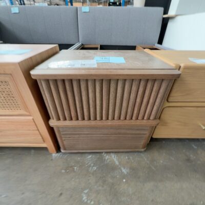 SAMPLE - BAKER TASMANIAN OAK BEDSIDE TABLE SOLD AS IS