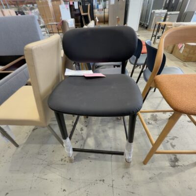 SAMPLE ARLO BAR STOOL, BLACK OAK, BLACK PU, SOLD AS IS