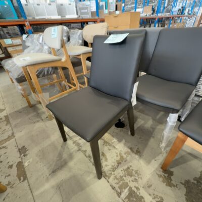 EX DISPLAY CLAIRE JAPAN BLACK DINING CHAIR WITH BLACK LEATHER, SOLD AS IS