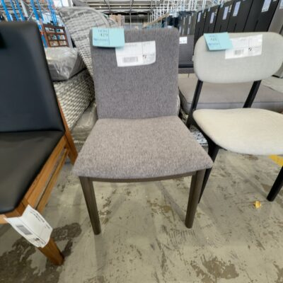 EX DISPLAY CLAIRE JAPAN BLACK DINING CHAIR WITH PEWTER FABRIC, SOLD AS IS