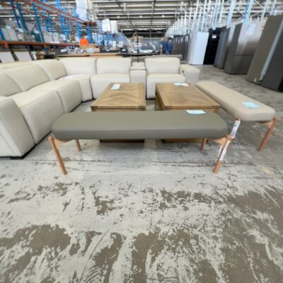 EX DISPLAY KINGSTON GREEN LEATHER & MESSMATE TIMBER BED STOOL SOLD AS IS EX DISPLAY KINGSTON GREEN LEATHER & MESSMATE TIMBER BED STOOL SOLD AS IS