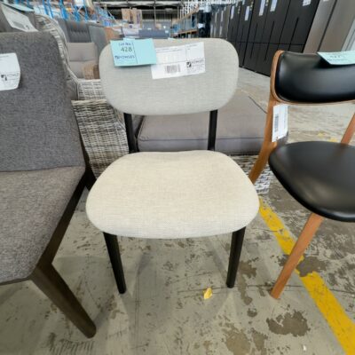 EX DISPLAY ARLO DINING CHAIR, OAK NATURAL WITH SILVER SAGE FABRIC, SOLD AS IS