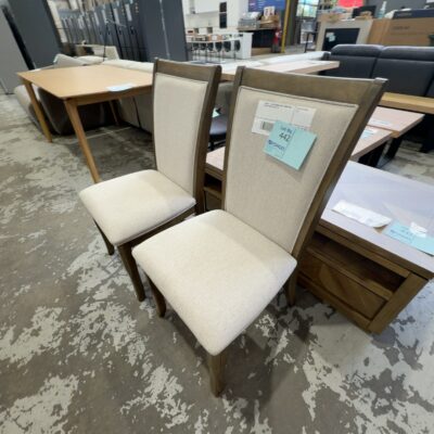 SAMPLE - OSCAR DINING CHAIR, TIMBER AND CREAM FABRIC SOLD AS IS SAMPLE - OSCAR DINING CHAIR, TIMBER AND CREAM FABRIC SOLD AS IS