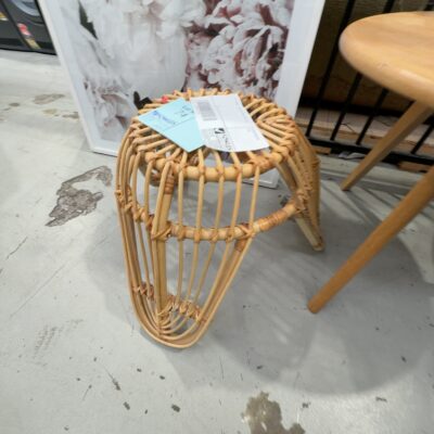 EX STAGING - CANE LOW STOOL, SOLD AS IS