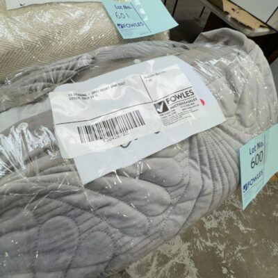 EX STAGING - GREY VELVET KING QUILT COVER, SOLD AS IS