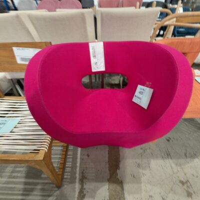 EX STAGING - HOT PINK FELT CHAIR, SOLD AS IS