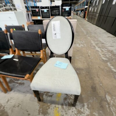 EX STAGING - GREEN & BLACK DINING CHAIR, SOLD AS IS