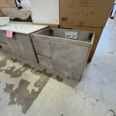 NEW LOLA WALL HUNG 750MM GREY VANITY, WITH DRAWERS LEFT HAND, CABINET ONLY, NO TOP