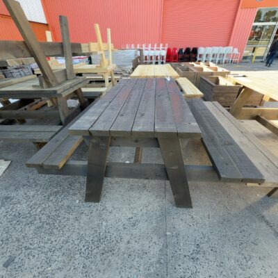 PINE OUTDOOR PICNIC TABLE - DARK STAIN