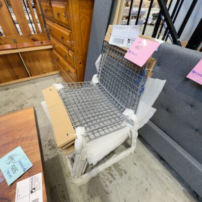 SAMPLE COMMERCIAL FURNITURE - SILVER METAL OUTDOOR CHAIR, SOLD AS IS SAMPLE COMMERCIAL FURNITURE - SILVER METAL OUTDOOR CHAIR, SOLD AS IS