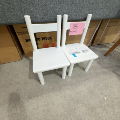 EX STAGING - WHITE TIMBER KIDS CHAIR, SOLD AS IS