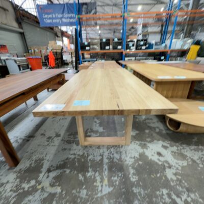 EX DISPLAY HAMILTON 2400MM MESSMATE DINING TABLE, SOLD AS IS