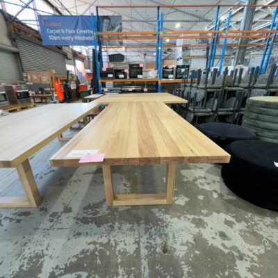 EX DISPLAY HAMILTON 2700MM MESSMATE DINING TABLE, SOLD AS IS