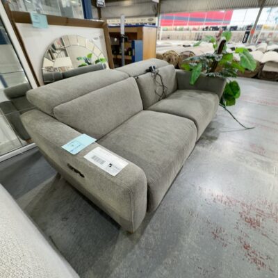 EX DISPLAY SOCHI WOLF GREY 3 SEATER SOFA, WITH ELECTRIC RECLINERS AND POWERED HEADRESTS, SOLD AS IS EX DISPLAY SOCHI WOLF GREY 3 SEATER SOFA, WITH ELECTRIC RECLINERS AND POWERED HEADRESTS, SOLD AS IS