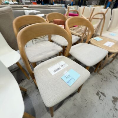 EX DISPLAY TEMPO DINING CHAIR, NATURAL FABRIC, SOLD AS IS