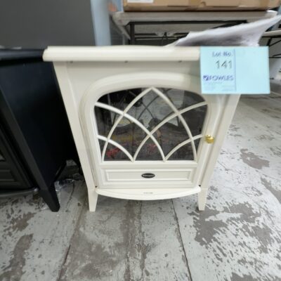 EX DISPLAY DIMPLEX RITZ WHITE 2KW PORTABLE ELECTRIC FIRE WITH LOG EFFECT HEATER, RRP$339, 3 MONTH WARRANTY