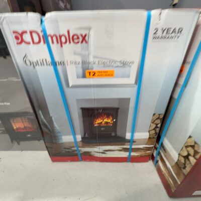 EX DISPLAY DIMPLEX RITZ BLACK 2KW PORTABLE ELECTRIC FIRE WITH LOG EFFECT HEATER, RRP$339, 3 MONTH WARRANTY
