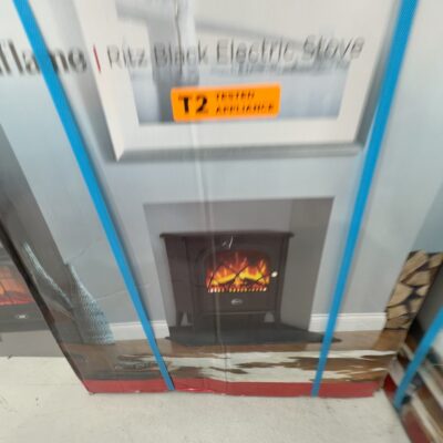 EX DISPLAY DIMPLEX RITZ BLACK 2KW PORTABLE ELECTRIC FIRE WITH LOG EFFECT HEATER, RRP$339, 3 MONTH WARRANTY
