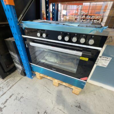 NEW MIDEA 900MM DUAL FUEL FREESTANDING OVEN, MFS90GSS, 5 BURNER GAS COOKTOP, WITH ELECTRIC OVEN, 9 COOKING FUNCTIONS, TRIPLE GLAZED DOOR WITH 3 YEAR WARRANTY NEW MIDEA 900MM DUAL FUEL FREESTANDING OVEN, MFS90GSS, 5 BURNER GAS COOKTOP, WITH ELECTRIC OVEN, 9 COOKING FUNCTIONS, TRIPLE GLAZED DOOR WITH 3 YEAR WARRANTY